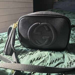 Black Pebbled Textured Crossbody Bag